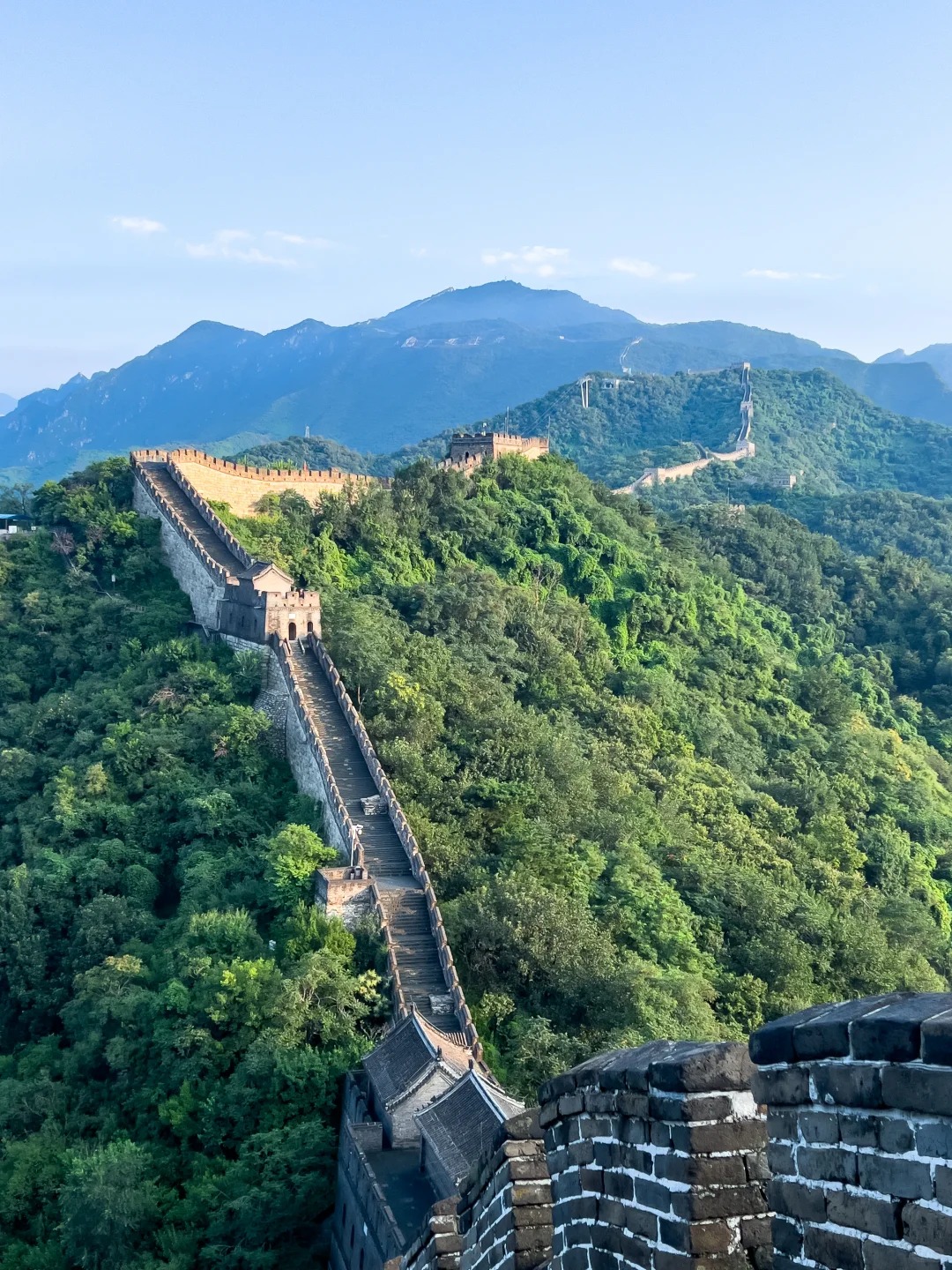 The Great Wall winding through the mountains near Beijing